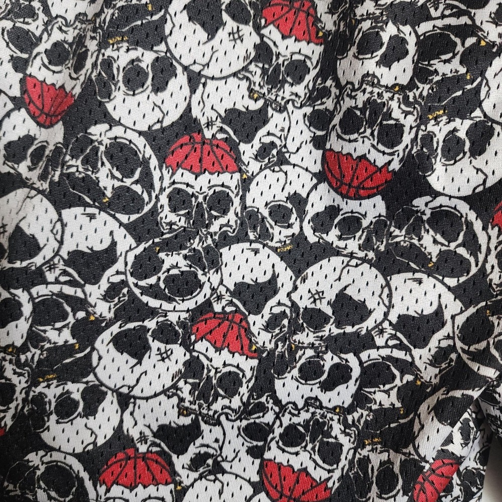 Overtime Mens Skull Basketball Mesh Shorts Black White Red Size Small - Picture 6 of 10